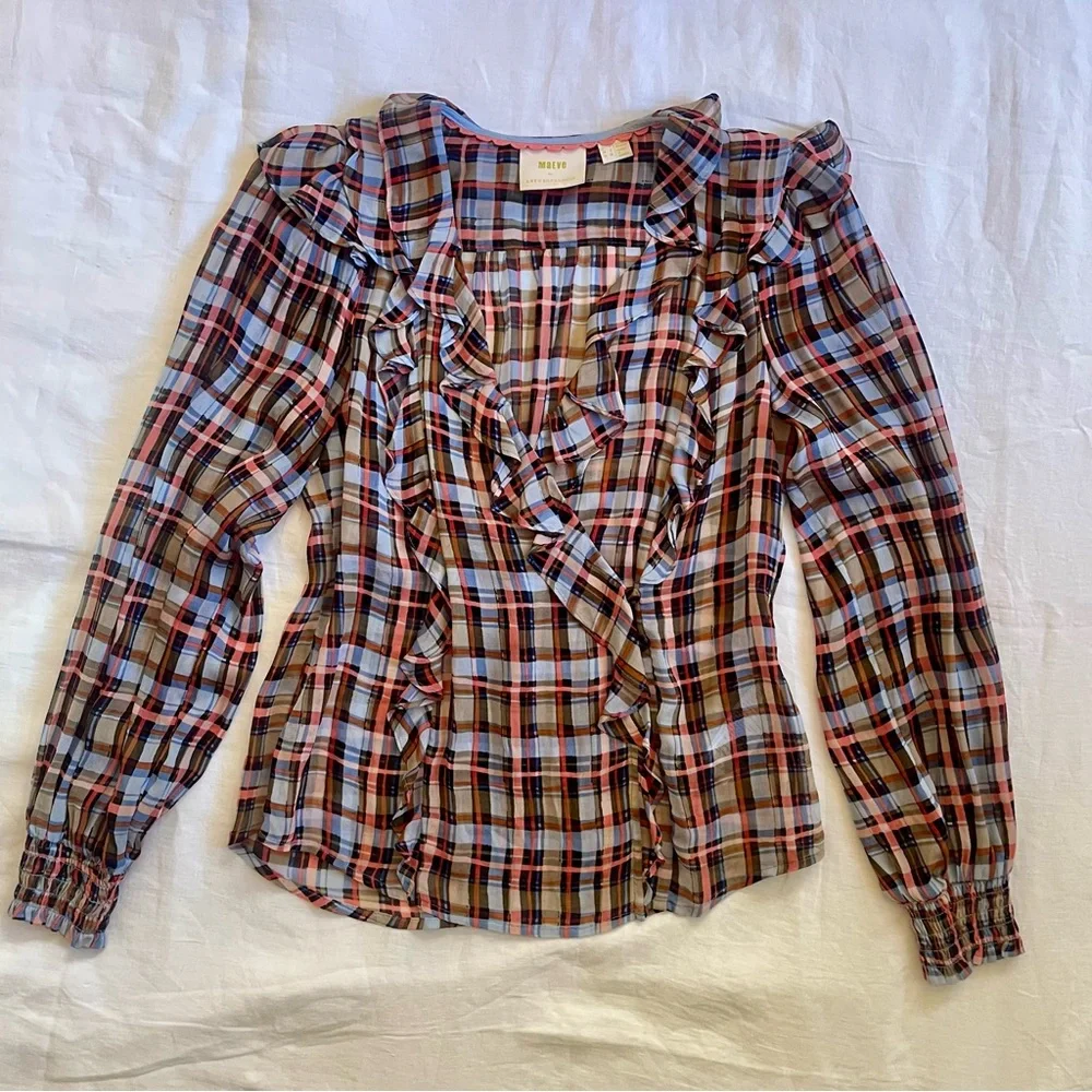 Anthropologie Ruffled Wrap Blouse, Size 0 - Picture 1 of 8